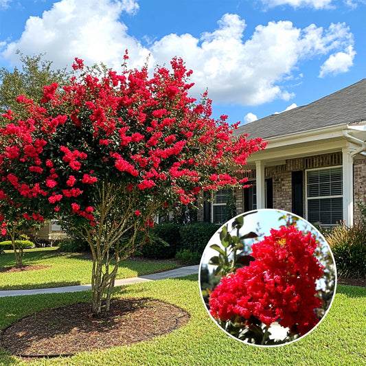 Crape Myrtle Red Rocket | Extra Large Gallon Plants | Vivid Scarlet Blooms, Live Plant, Striking Ornamental Shrub for Vibrant Garden Displays